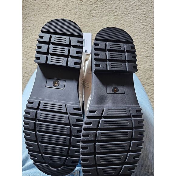 White Lace Up Combat Boots Side Zipper Mid Calf Rollda Collection Size 7 - Picture 3 of 3